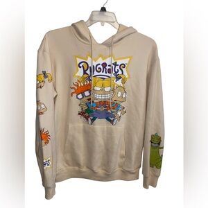 Nickelodeon Fleece Hoodie Sweatshirt - 90s Cartoon Hey Arnold, Rugrats SZ Large